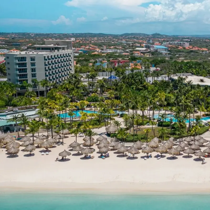 Aerial view of the Hilton Aruba Caribbean Hotel in Aruba