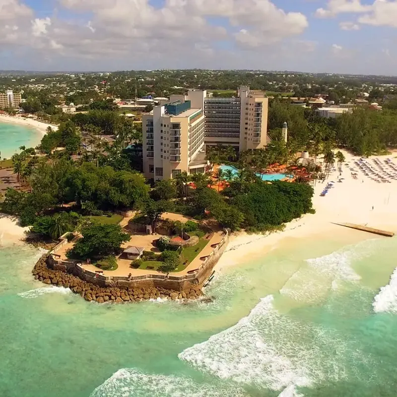 Aerial view of Hilton Barbados Resort.
