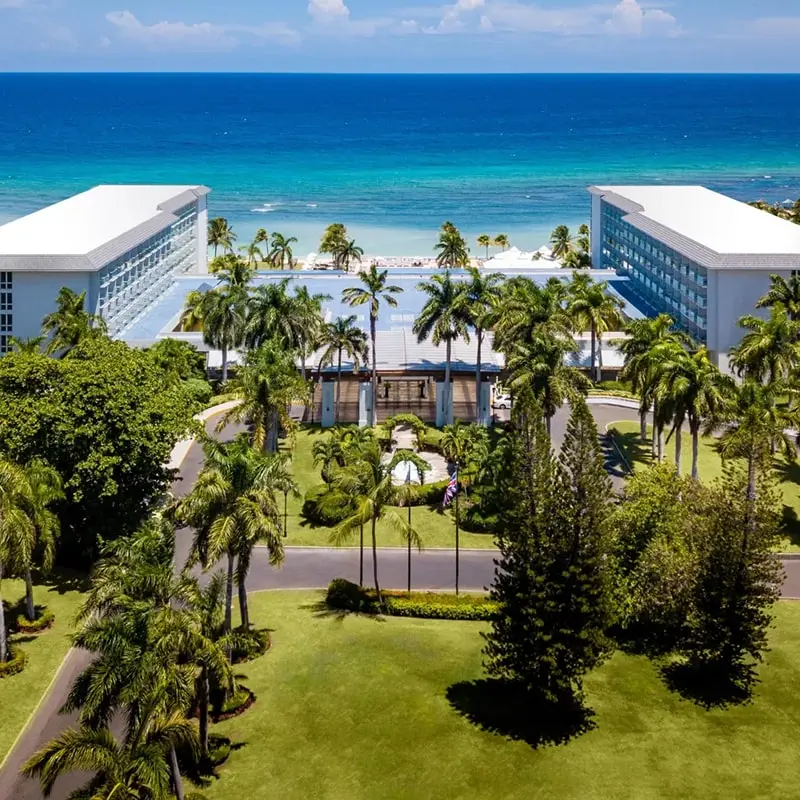 Aerial view of the Hilton Rose Hall in Jamaica