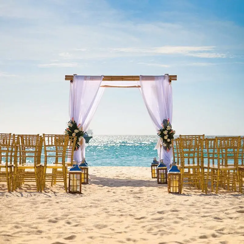 Beach wedding altar and chairs on Palm Beach Aruba